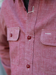 Sugar Cane Chambray Work Shirt – Red (SC29682-461)