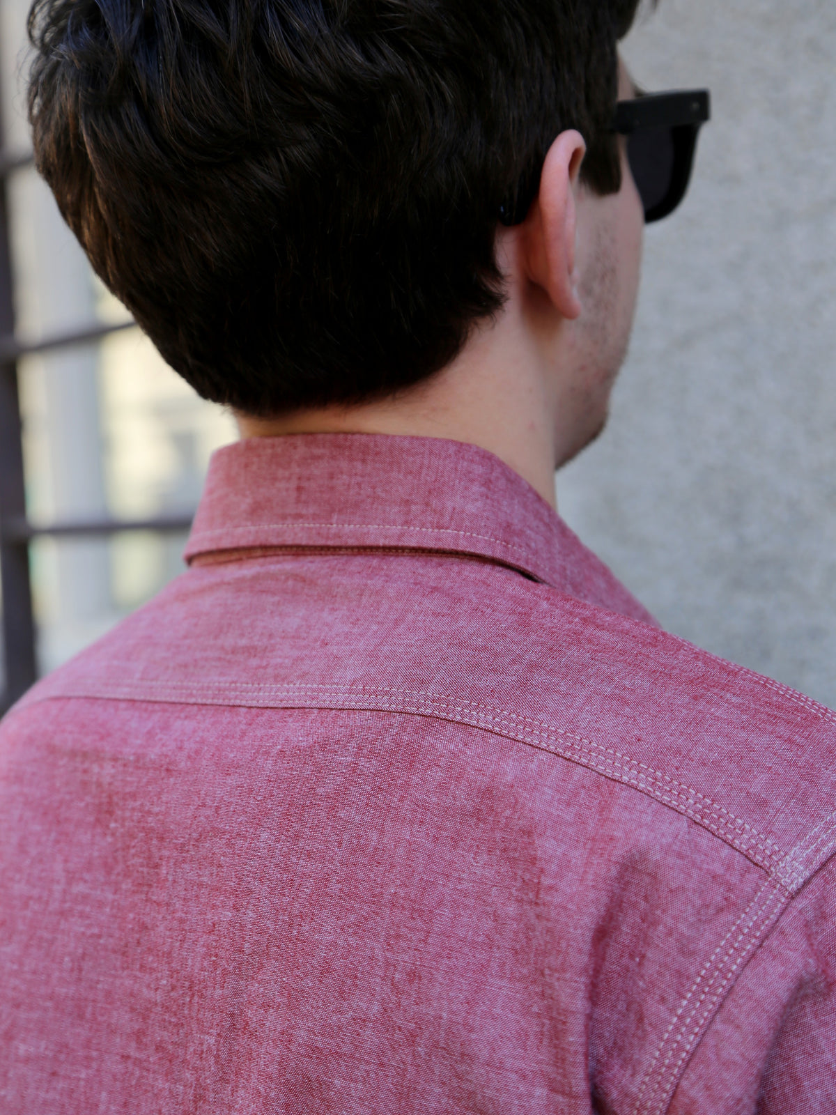 Sugar Cane Chambray Work Shirt – Red (SC29682-461)