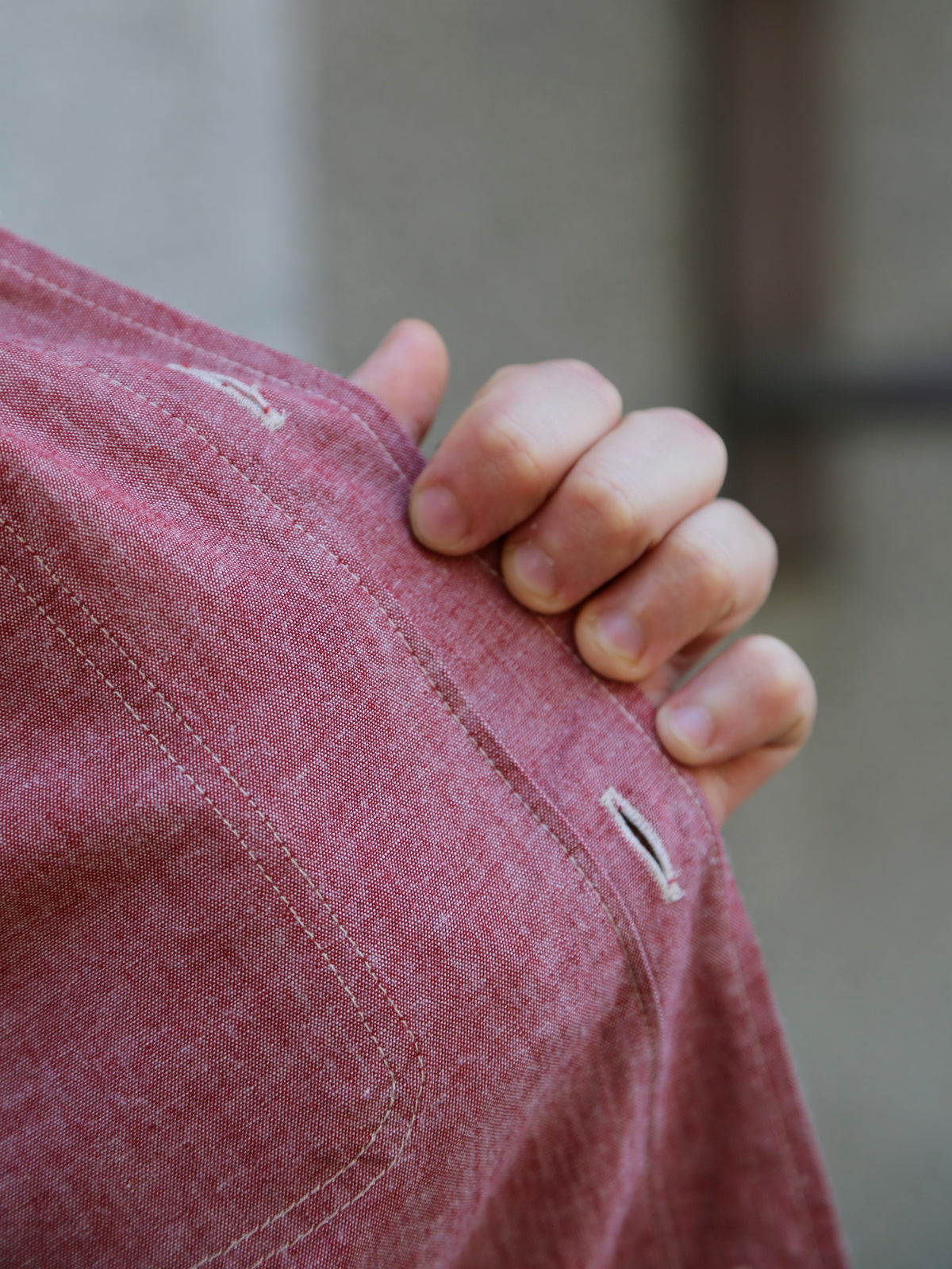 Sugar Cane Chambray Work Shirt – Red (SC29682-461)