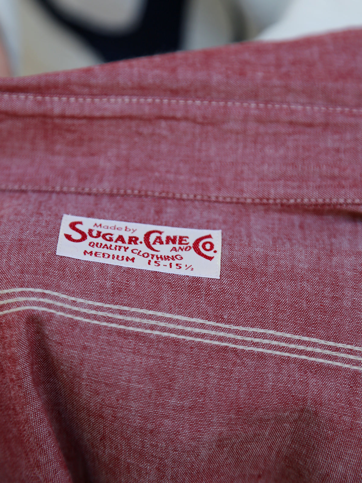Sugar Cane Chambray Work Shirt – Red (SC29682-461)