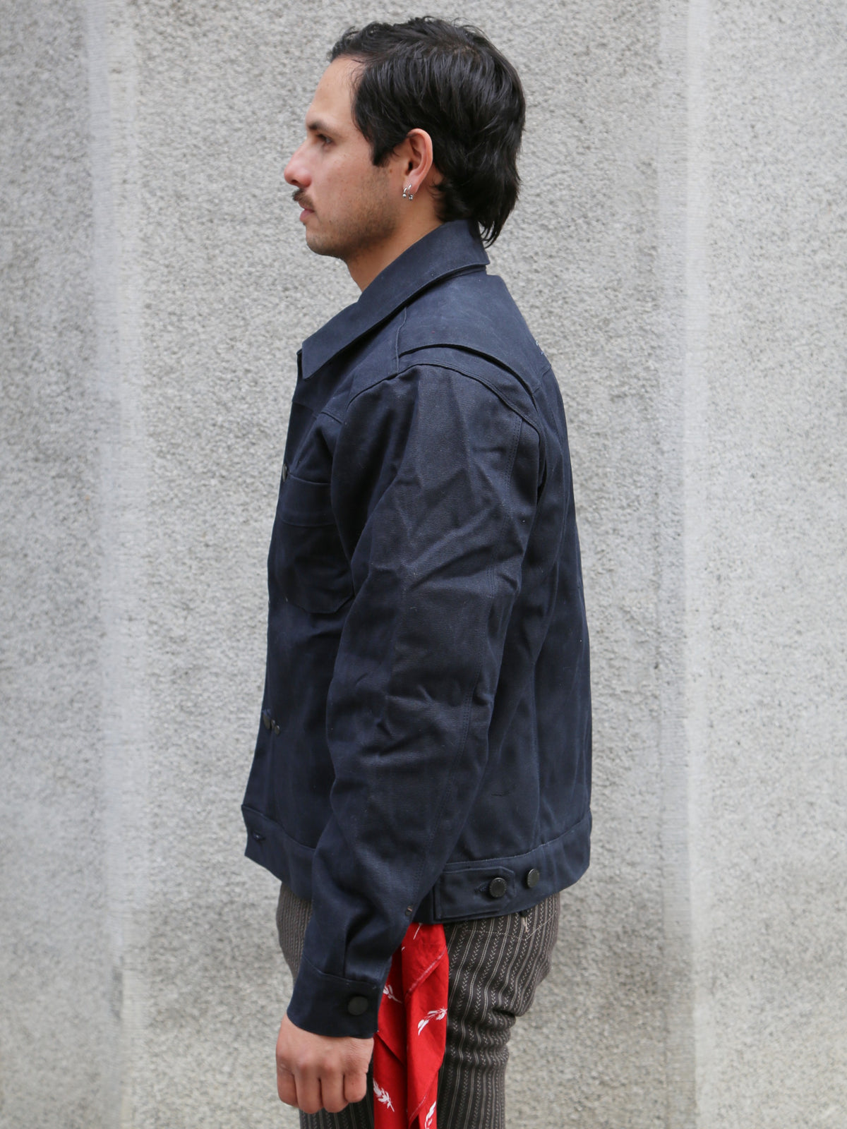 Freenote Cloth Riders Jacket – Waxed Canvas Black Alpaca Interior (M3234302-BLA)