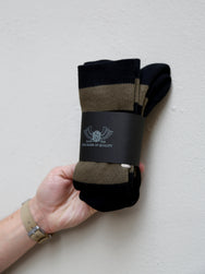 Black Sign Wide Border BS Fit Boot Socks - Midnight Black/Sand Beige (BSFA-22605)