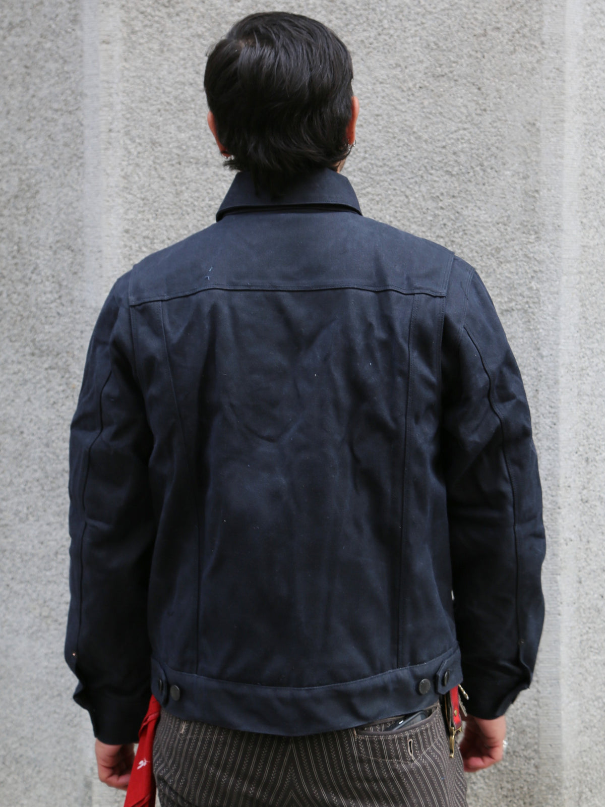 Freenote Cloth Riders Jacket – Waxed Canvas Black Alpaca Interior (M3234302-BLA)