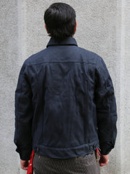 Freenote Cloth Riders Jacket – Waxed Canvas Black Alpaca Interior (M3234302-BLA)