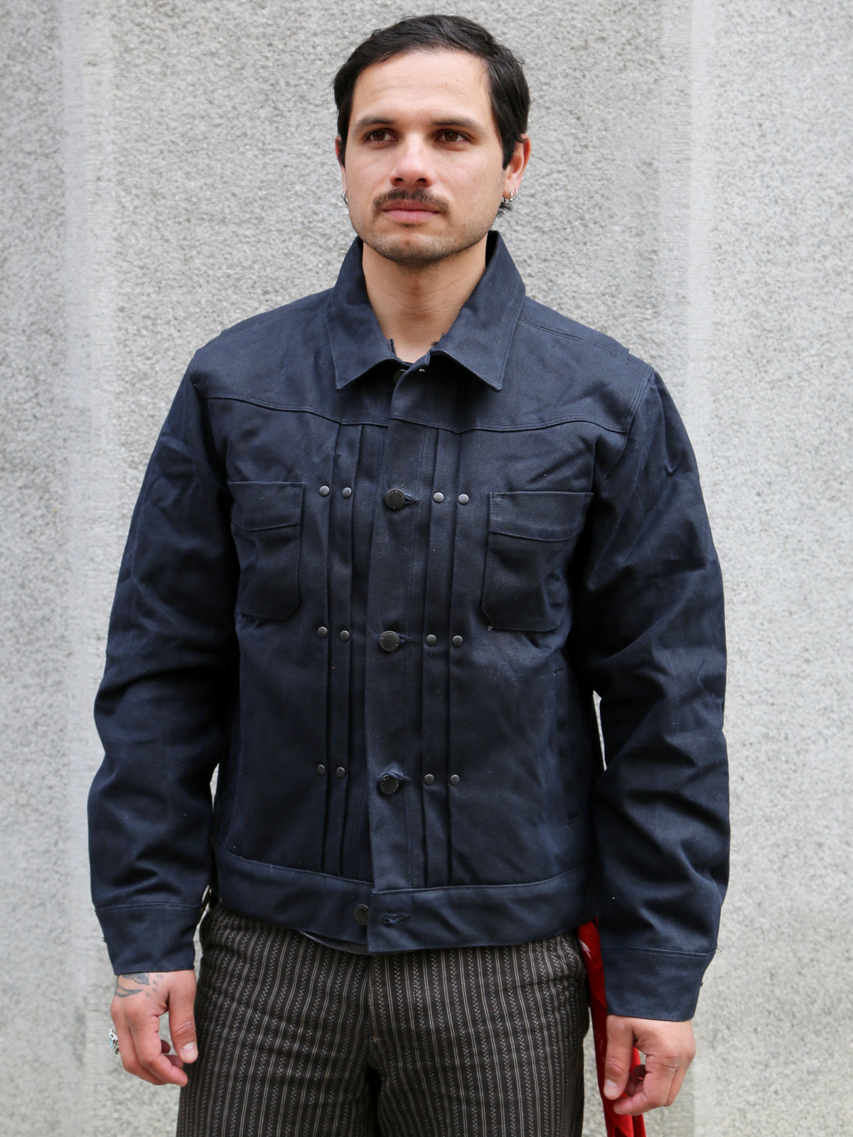 Freenote Cloth Riders Jacket – Waxed Canvas Black Alpaca Interior (M3234302-BLA)