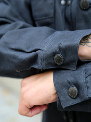 Freenote Cloth Riders Jacket – Waxed Canvas Black Alpaca Interior (M3234302-BLA)