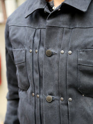 Freenote Cloth Riders Jacket – Waxed Canvas Black Alpaca Interior (M3234302-BLA)