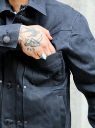 Freenote Cloth Riders Jacket – Waxed Canvas Black Alpaca Interior (M3234302-BLA)