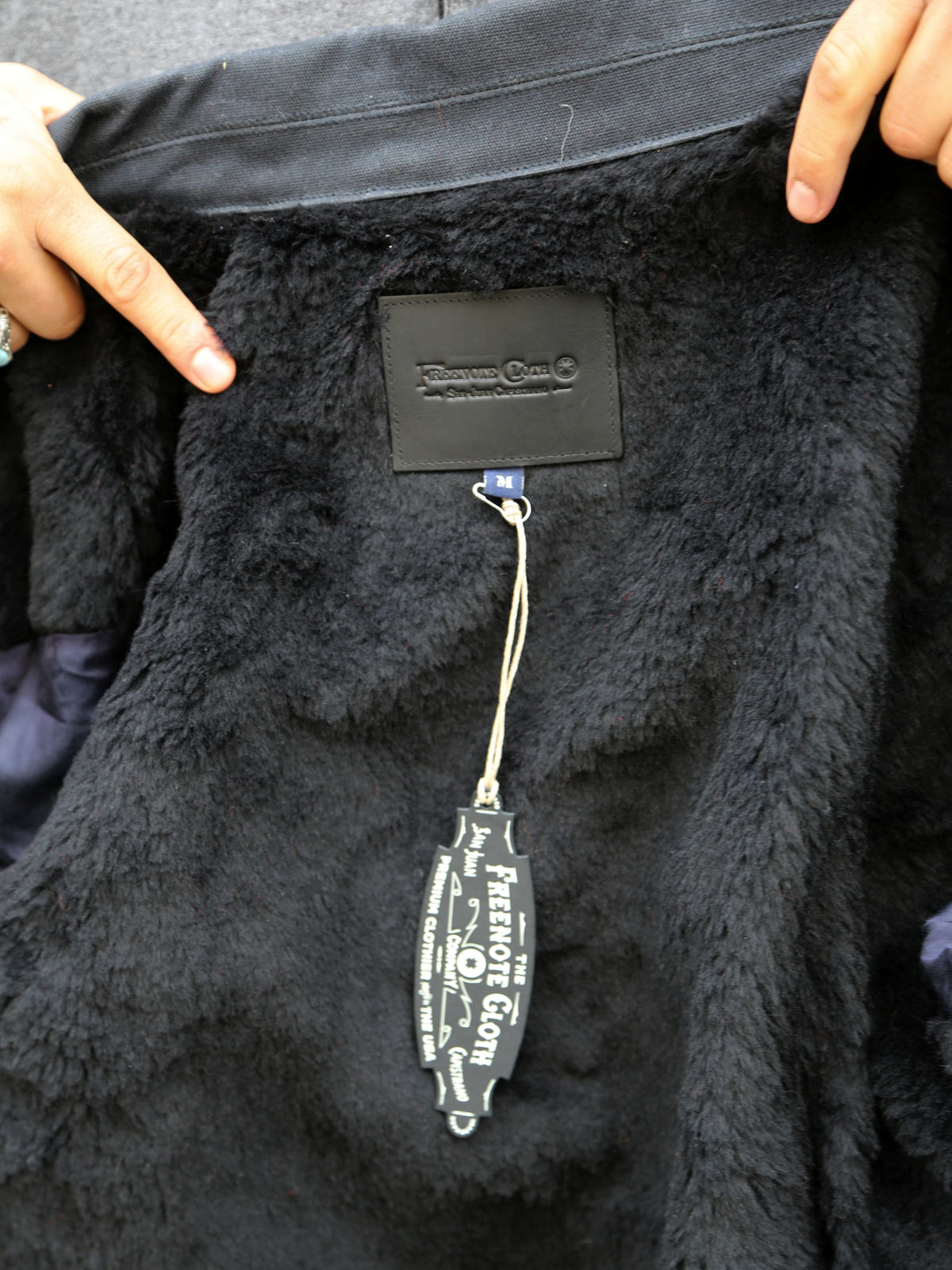 Freenote Cloth Riders Jacket – Waxed Canvas Black Alpaca Interior (M3234302-BLA)