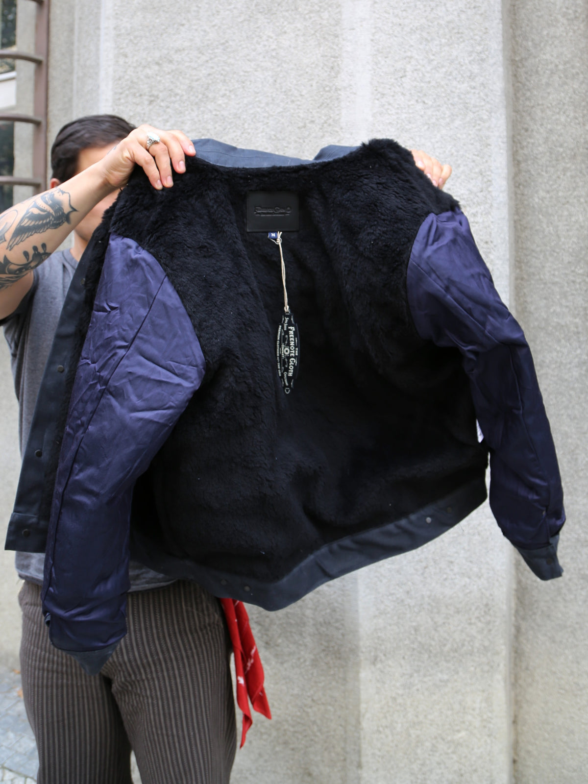 Freenote Cloth Riders Jacket – Waxed Canvas Black Alpaca Interior (M3234302-BLA)