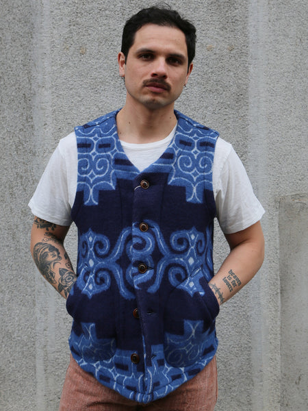 Studio d'Artisan 45th Ainu Blanket Vest – Navy (SP-105)