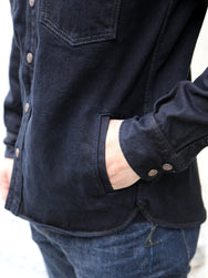 Iron Heart IHSH-293-OD 18oz Vintage Selvedge Denim CPO Shirt – Indigo Overdyed Black
