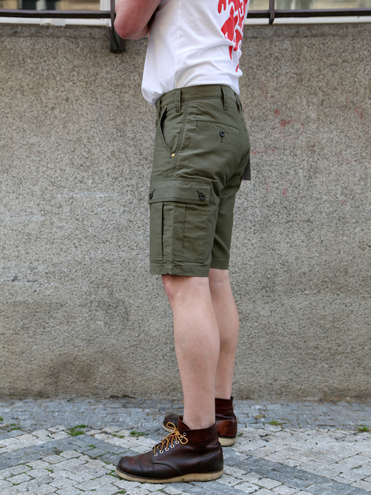 Iron Heart IH-726-OLV 7.4oz Cotton Whipcord Camp Shorts - Olive