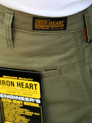 Iron Heart IH-726-OLV 7.4oz Cotton Whipcord Camp Shorts - Olive