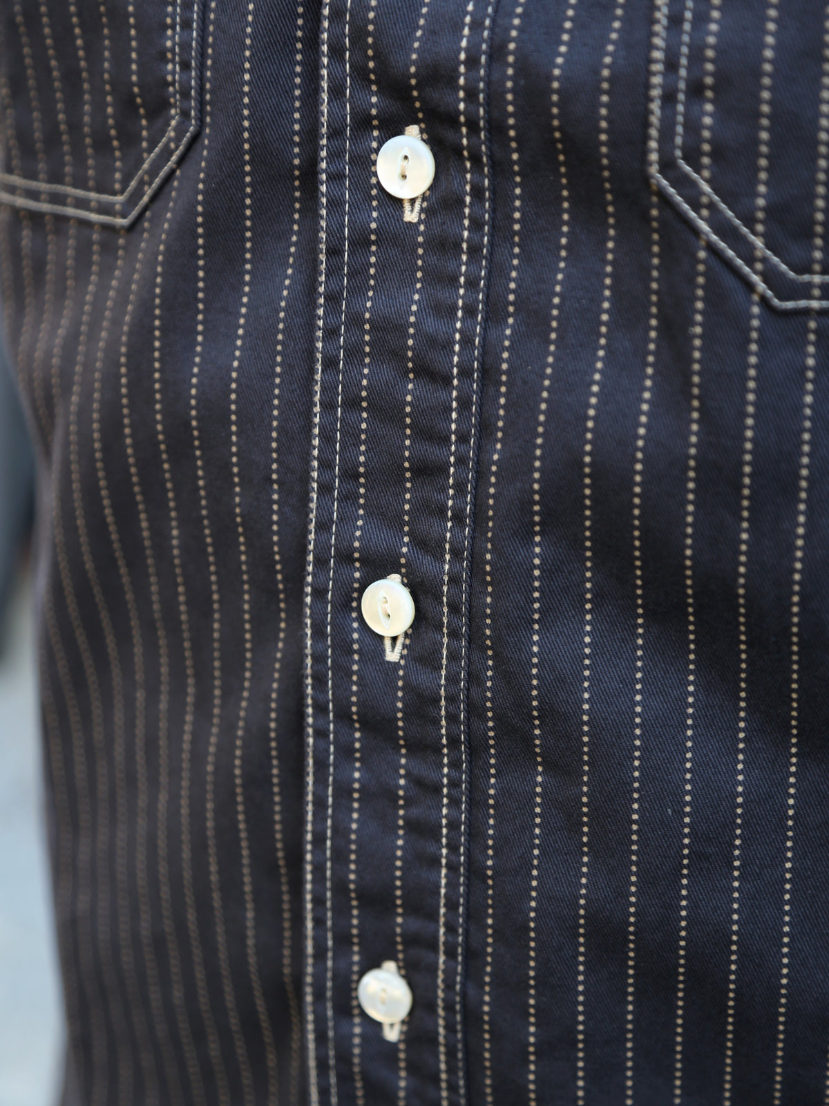 Sugar Cane Fiction Romance SS Work Shirt – Black Wabash Stripe (SC39702-411)