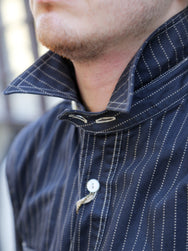 Sugar Cane Fiction Romance SS Work Shirt – Black Wabash Stripe (SC39702-411)