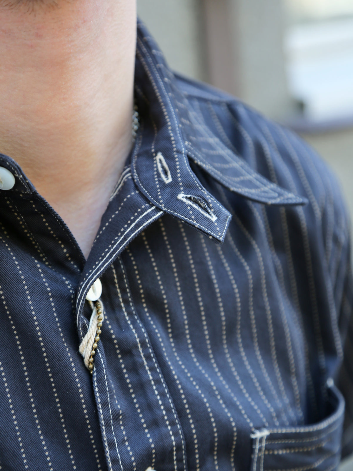 Sugar Cane Fiction Romance SS Work Shirt – Black Wabash Stripe (SC39702-411)