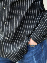 Black Sign Antique Cloth Band Collar Immigrant Shirt – Sumi Black (BSFL-25107)