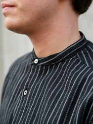 Black Sign Antique Cloth Band Collar Immigrant Shirt – Sumi Black (BSFL-25107)