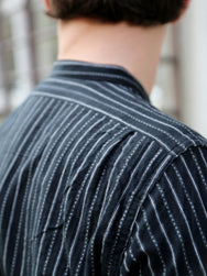 Black Sign Antique Cloth Band Collar Immigrant Shirt – Sumi Black (BSFL-25107)