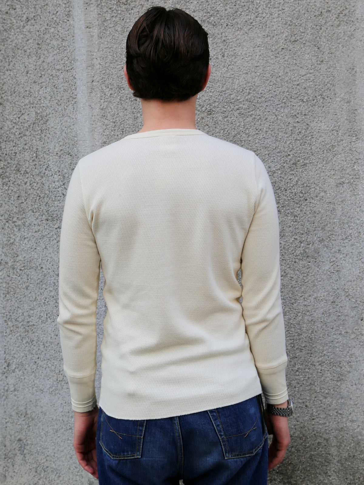 Gladhand Waffle Henley LS Teeshirt – White (GH-11)