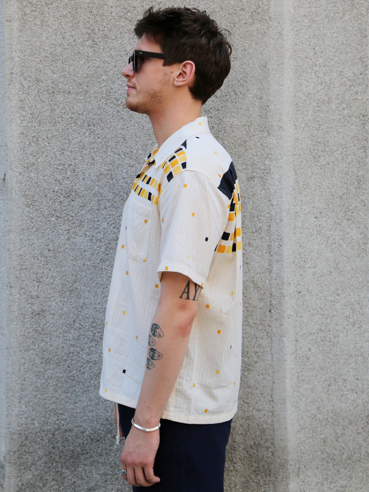 Sugar Cane Star of Holywood Dobby Cotton Open Shirt “Square” – Yellow (SH39717-155)