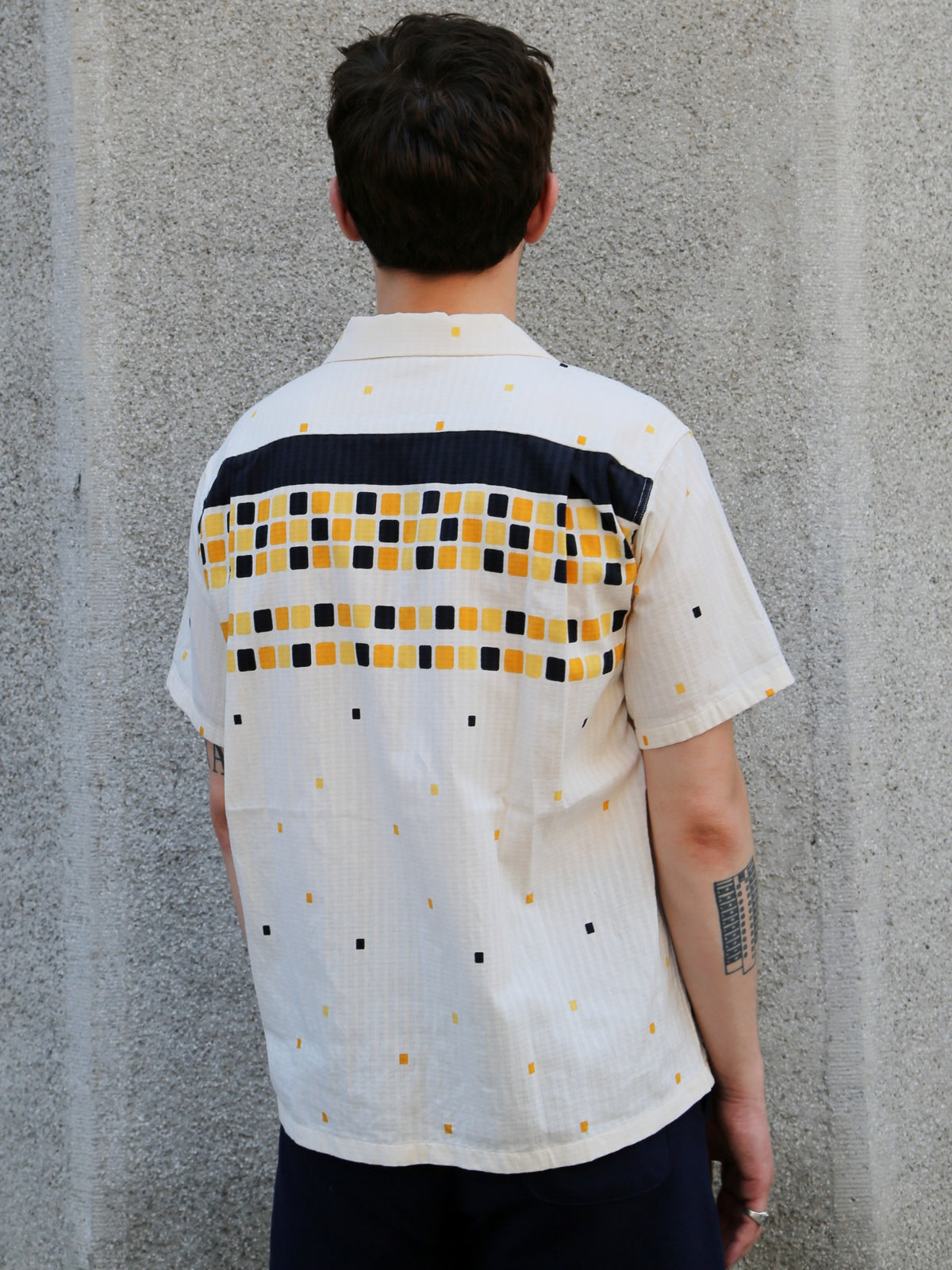 Sugar Cane Star of Holywood Dobby Cotton Open Shirt “Square” – Yellow (SH39717-155)