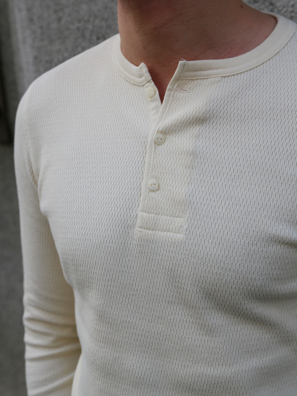 Gladhand Waffle Henley LS Teeshirt – White (GH-11)