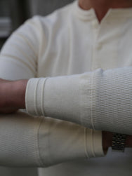 Gladhand Waffle Henley LS Teeshirt – White (GH-11)