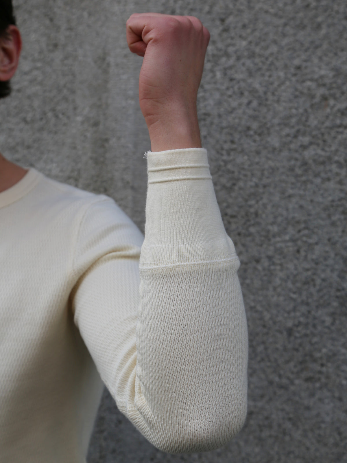 Gladhand Waffle Henley LS Teeshirt – White (GH-11)