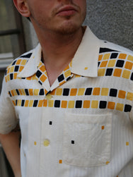 Sugar Cane Star of Holywood Dobby Cotton Open Shirt “Square” – Yellow (SH39717-155)