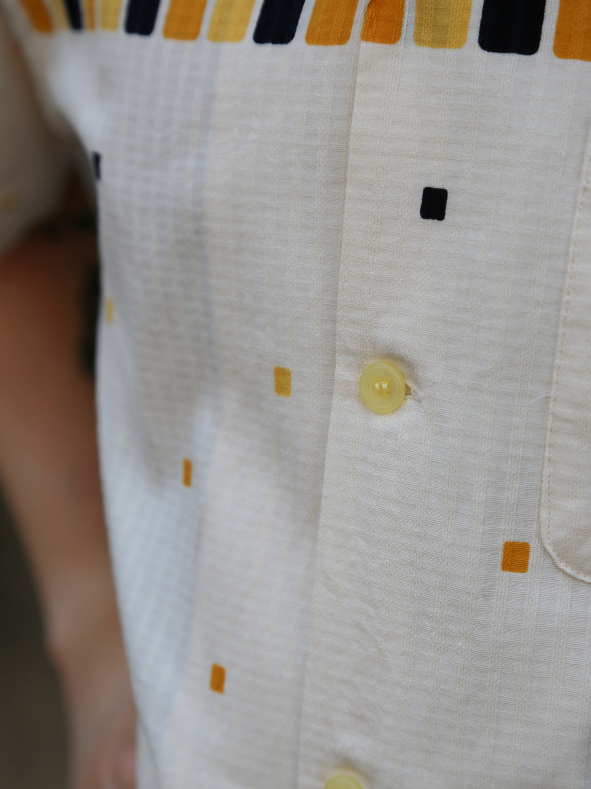 Sugar Cane Star of Holywood Dobby Cotton Open Shirt “Square” – Yellow (SH39717-155)