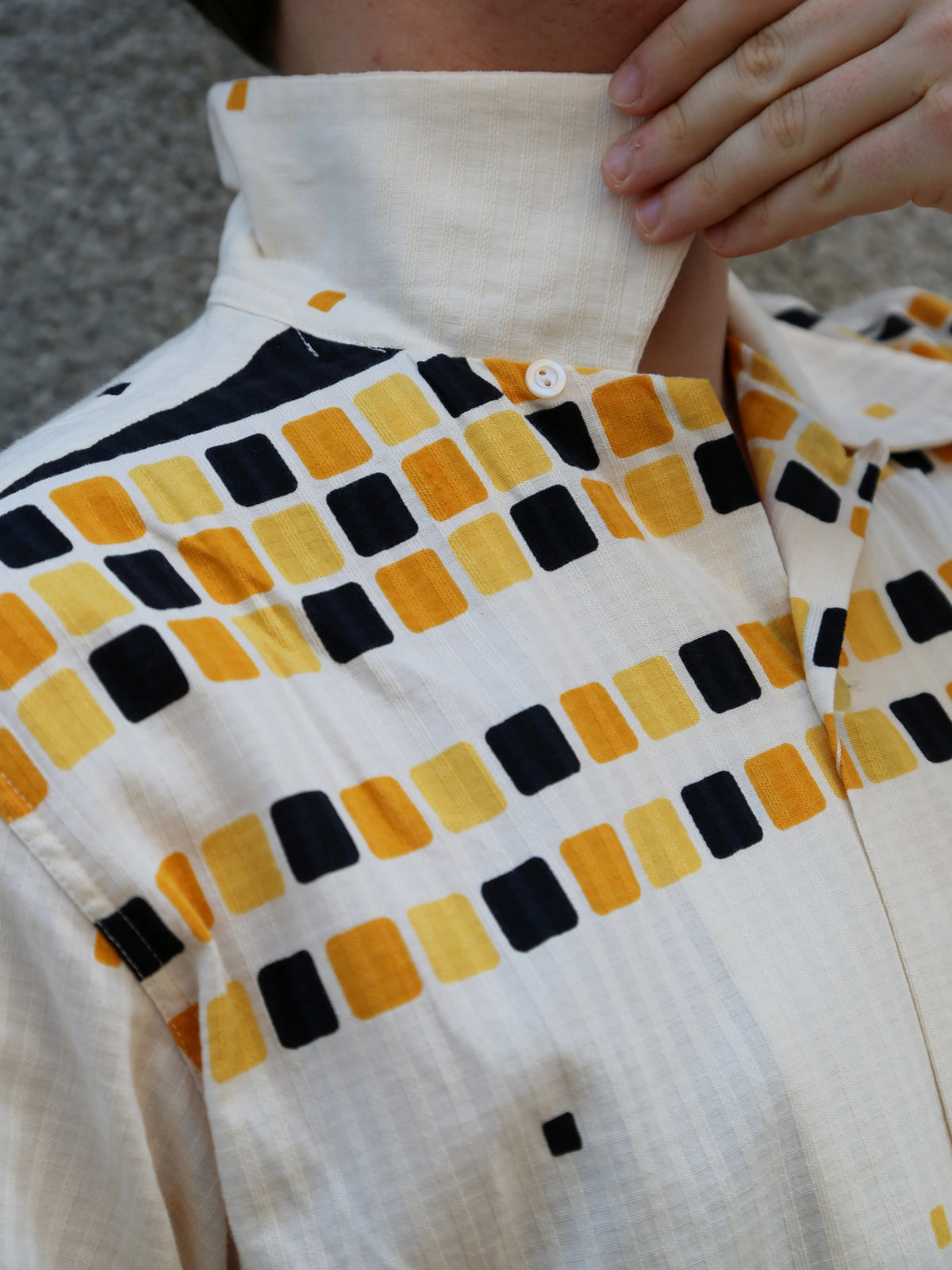 Sugar Cane Star of Holywood Dobby Cotton Open Shirt “Square” – Yellow (SH39717-155)