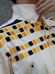 Sugar Cane Star of Holywood Dobby Cotton Open Shirt “Square” – Yellow (SH39717-155)