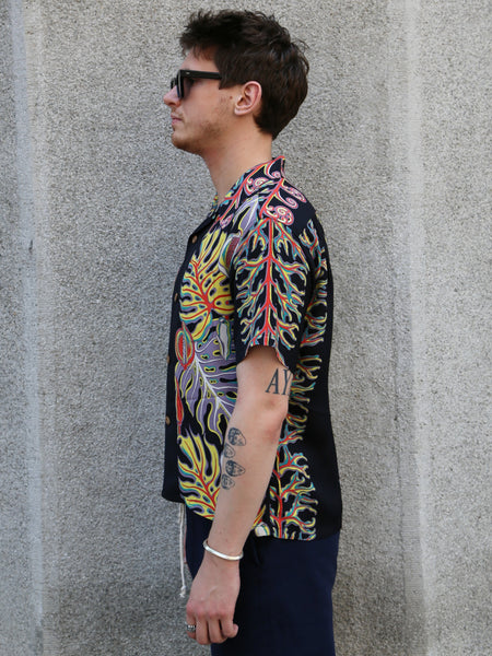 Sun Surf “Monstera Border” SS Rayon Hawaiian Shirt – Black (SS39622-119)