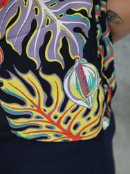 Sugar Cane Sun Surf “Monstera Border” SS Rayon Hawaiian Shirt – Black (SS39622-119)