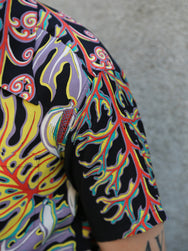 Sugar Cane Sun Surf “Monstera Border” SS Rayon Hawaiian Shirt – Black (SS39622-119)