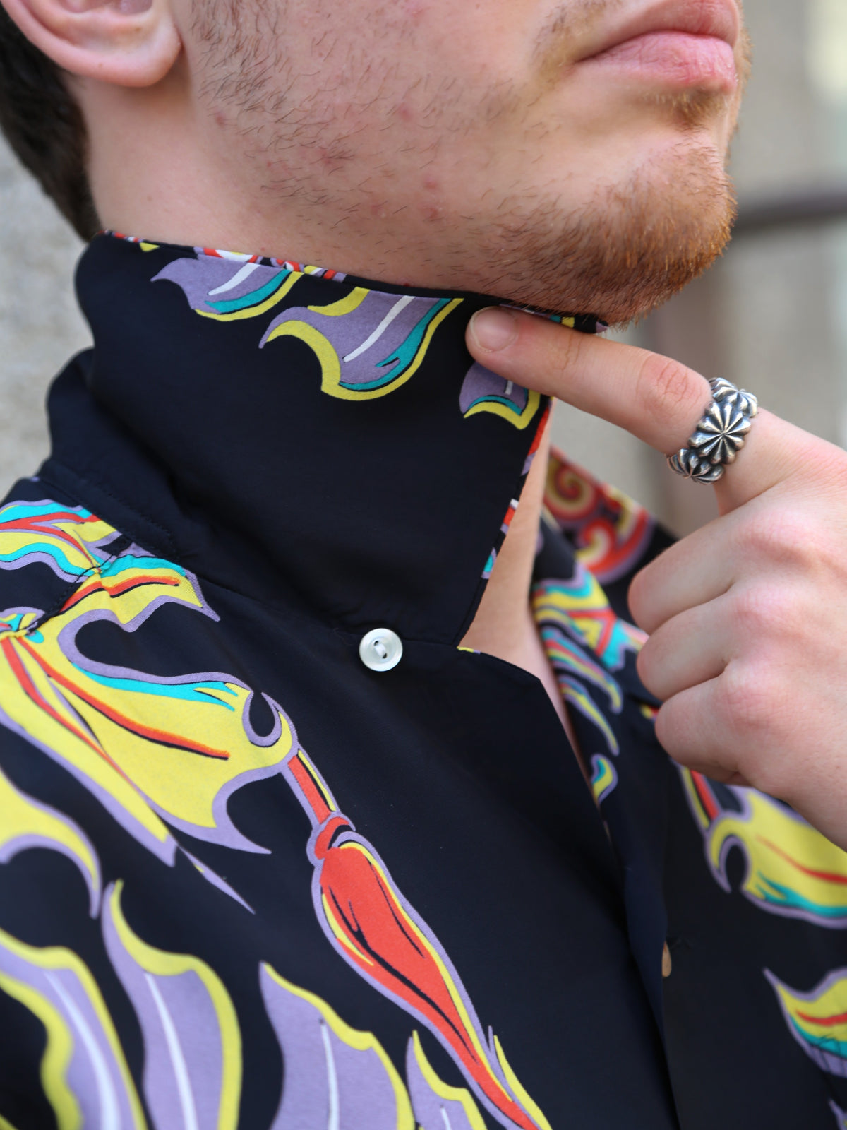 Sugar Cane Sun Surf “Monstera Border” SS Rayon Hawaiian Shirt – Black (SS39622-119)