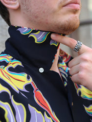 Sugar Cane Sun Surf “Monstera Border” SS Rayon Hawaiian Shirt – Black (SS39622-119)