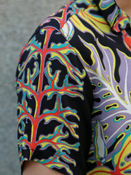 Sugar Cane Sun Surf “Monstera Border” SS Rayon Hawaiian Shirt – Black (SS39622-119)
