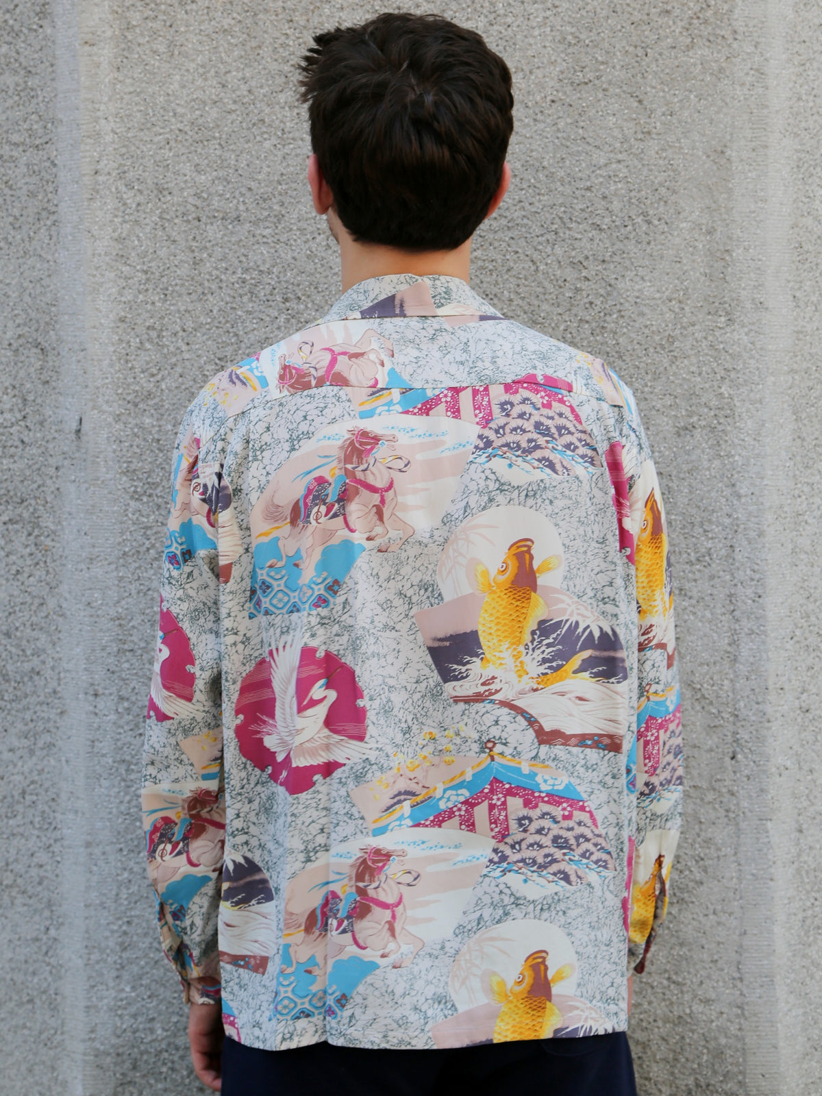 Sun Surf “Japanese Quaint Design” LS Rayon Hawaiian Shirt – Gray (SS29604-115)