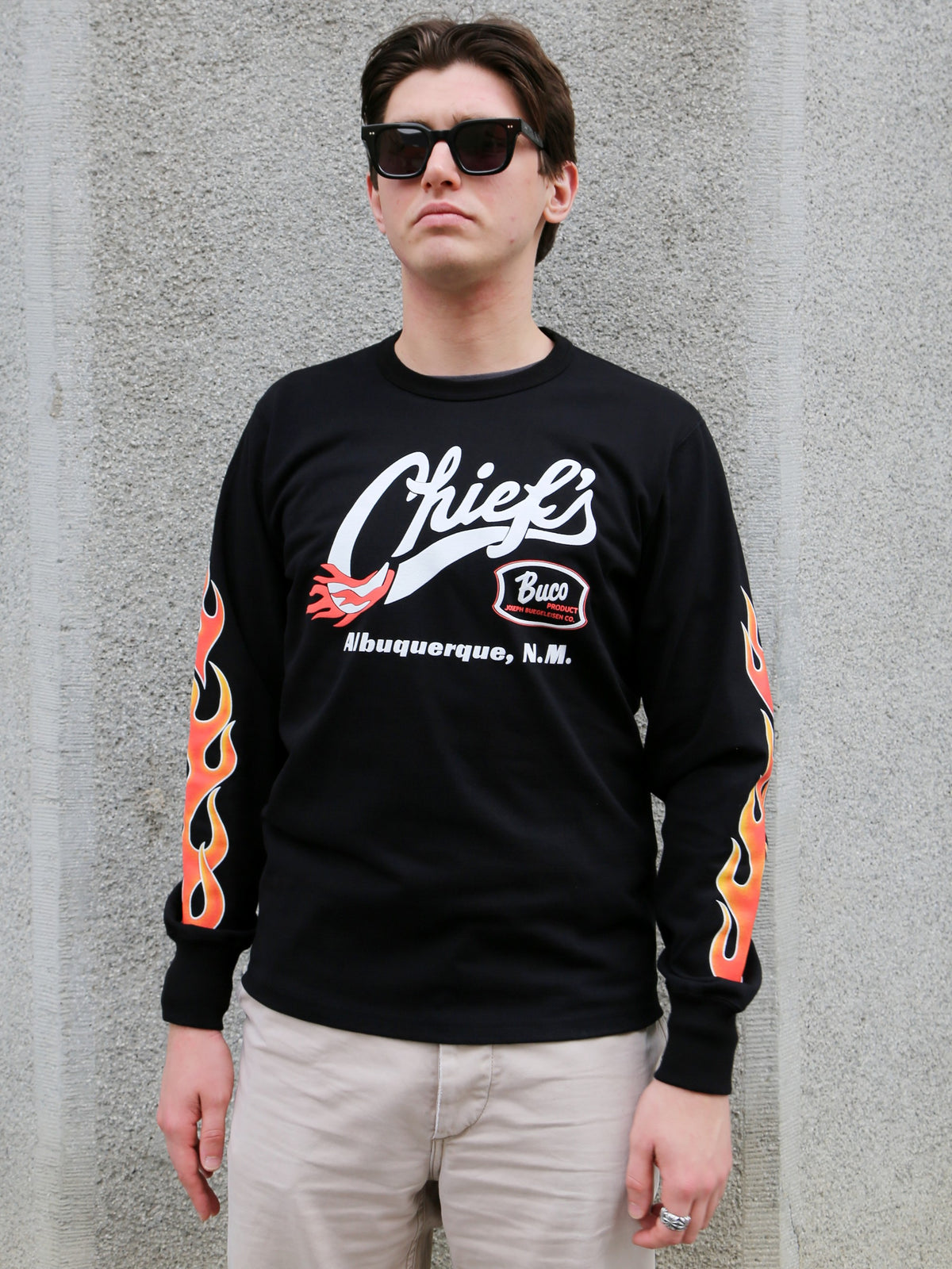 The Real McCoy's Buco LS Chief's Tee – Black/Red (BC26005-303)