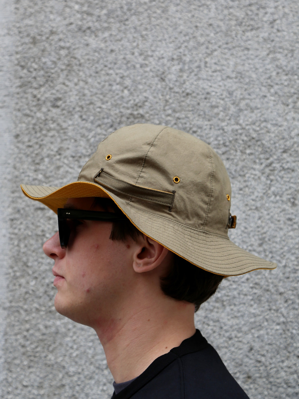 The Real McCOY's Reversible Sun Hat w Adjustable Bend – Olive/Yellow (MA26007-315)