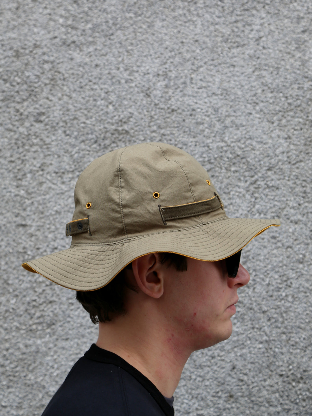 The Real McCOY's Reversible Sun Hat w Adjustable Bend – Olive/Yellow (MA26007-315)