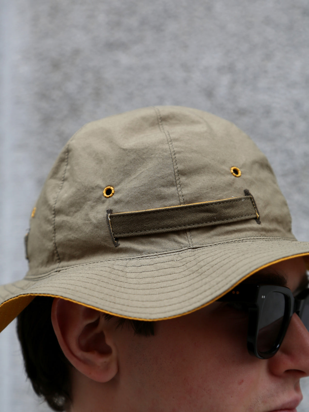 The Real McCOY's Reversible Sun Hat w Adjustable Bend – Olive/Yellow (MA26007-315)