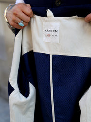 Hansen Garments Charlie Easy Three Button Blazer – Indigo Sashiko (27-42-4 CHARLIE)