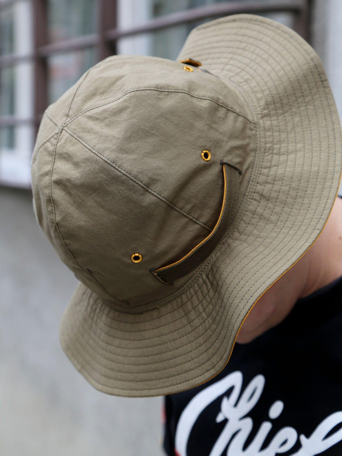 The Real McCOY's Reversible Sun Hat w Adjustable Bend – Olive/Yellow (MA26007-315)
