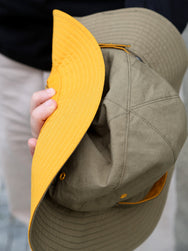 The Real McCOY's Reversible Sun Hat w Adjustable Bend – Olive/Yellow (MA26007-315)