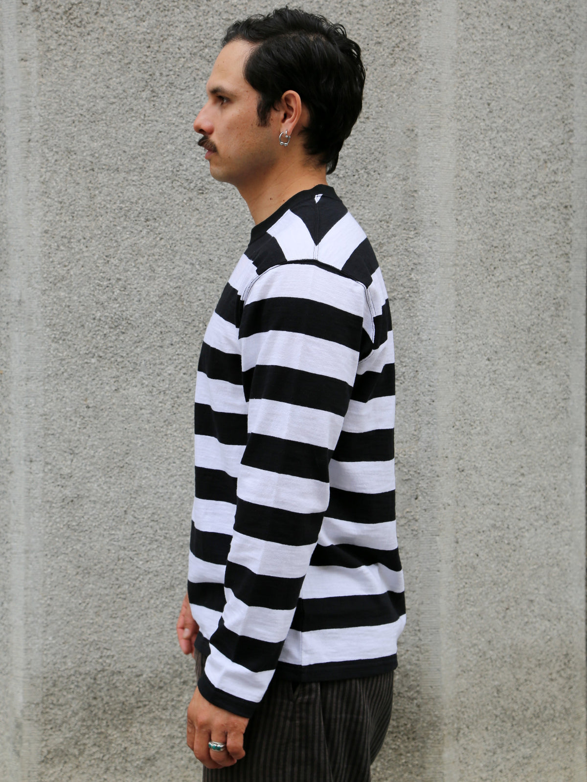 The Real McCOY's Buco Longsleeve Stripe Tee – White (BC24001-010)