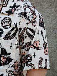 Sugar Cane Star of Holywood Dobby Cotton Open Shirt “The Westerner” – Pink (SH39706-162)